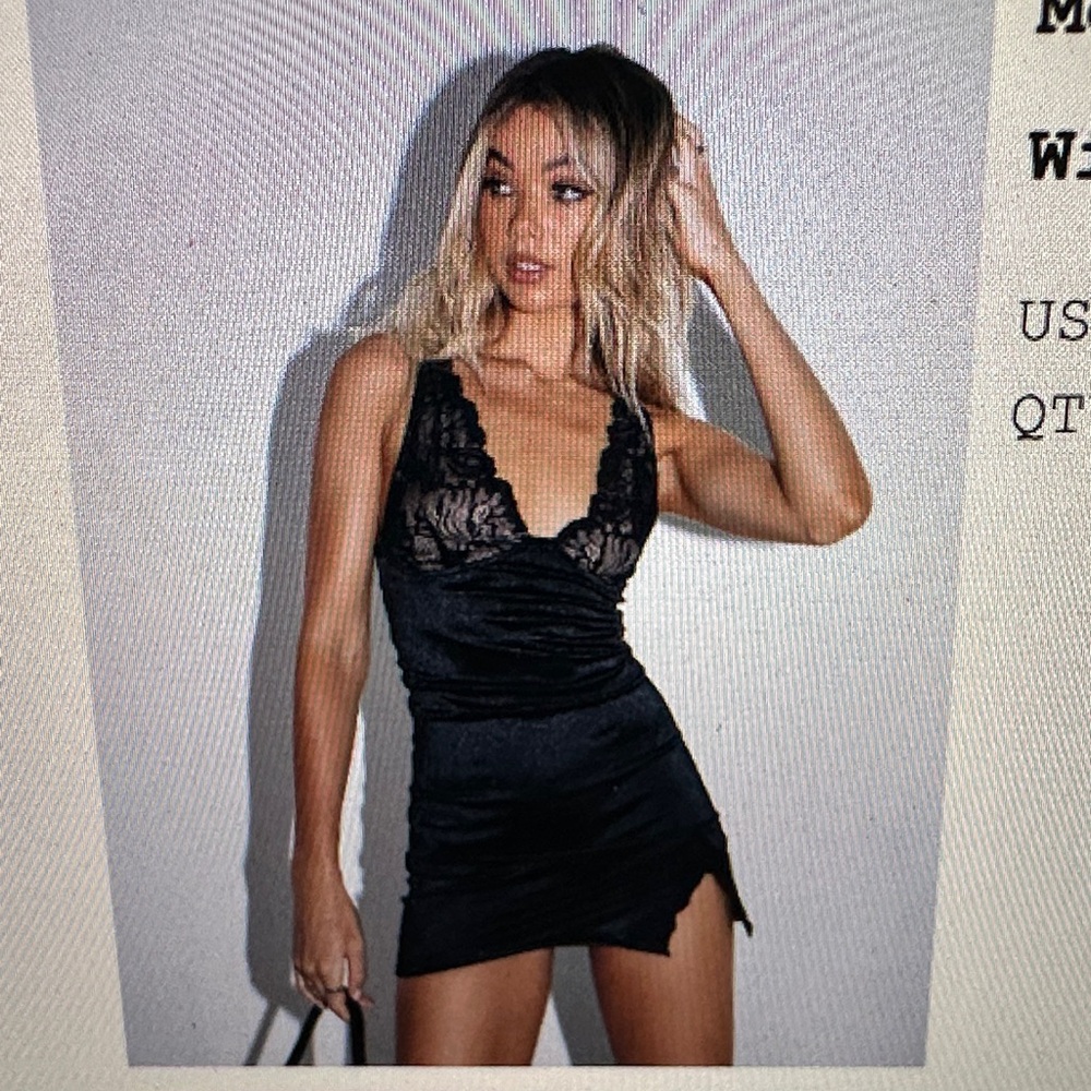 Motel Rocks DERALINA DRESS (Black Lace Mini Dress)